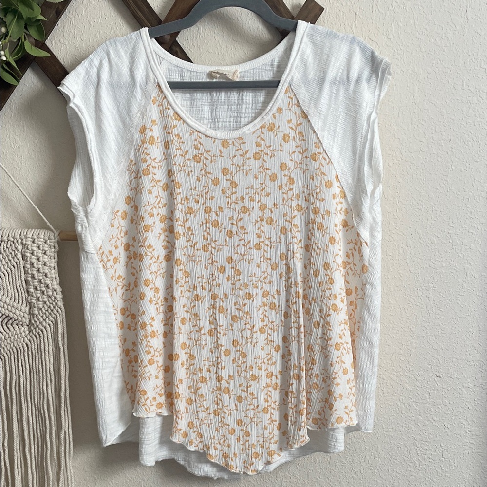 Altar'd State White and Yellow Floral Tank Top